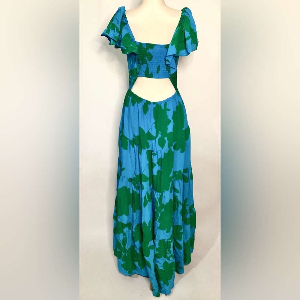 Anthropologie Blue & Green Maxi Dress Sz S - Picture 5 of 11